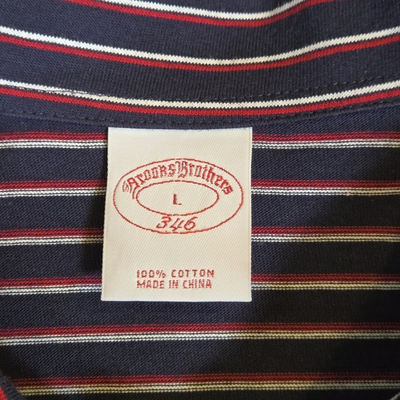 Brooks Brothers Mens 346 Short Sleeve Polo Red White Blue Striped Large - Picture 7 of 9